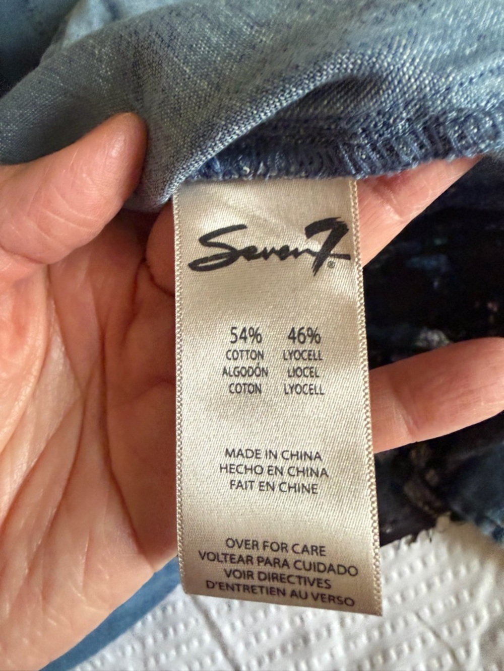Seven7 chambray Light Blue Button-Down Shirt with Black Lace Trim - Picture 6 of 9